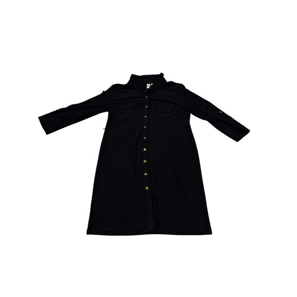 Emma & Michele Womens Black Button-Down Midi Shirt Dress M - Picture 6 of 11